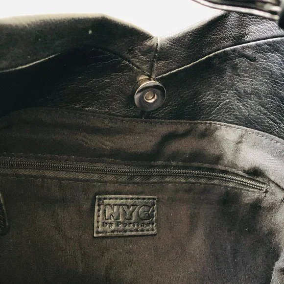 VINTAGE NYC Perlina Black Leather Shoulder Bag EUC - Picture 2 of 9